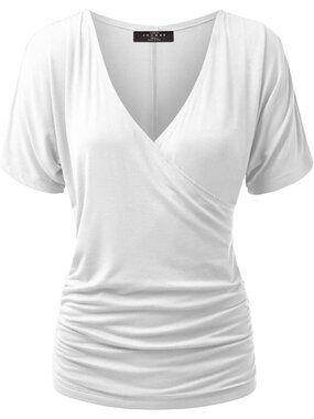 Women's T Shirt White V Neck Short Sleeve Dressy Summer Comfort Drape Comfort